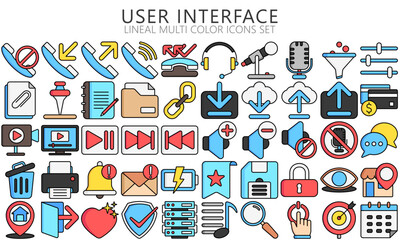 user interface and basic app icons set. include mail, arrow, upload, download, cloud and more. use for modern concept, UI or UX kit, web, digital banner and app. vector EPS 10 ready convert to SVG.