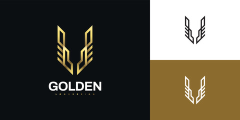 Gold Letter U Monogram Logo Design for Corporate Business Identity © WzKz