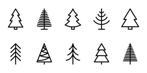 Set christmas tree icons in line style © Vitalii