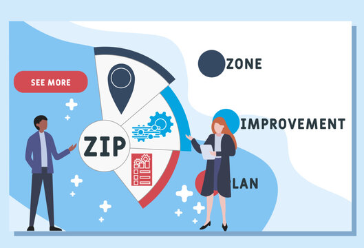 ZIP - Zone Improvement Plan acronym. business concept background.  vector illustration concept with keywords and icons. lettering illustration with icons for web banner, flyer, landing