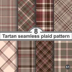 Set seamless vector check plaid colored pattern.