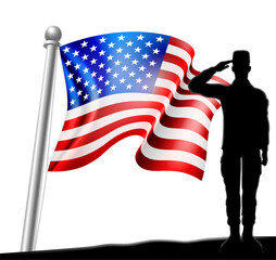 Saluting Soldier Patriotic American Flag Design