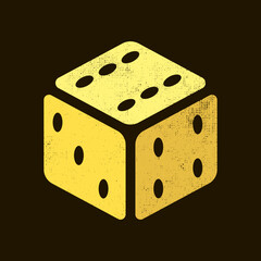 simple vintage flat art cubic sign of golden gambling dice