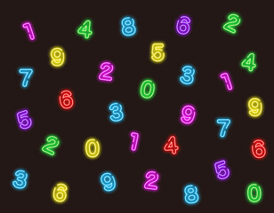 Colorful neon background material.A background image of numbers.