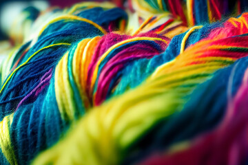 Close-up on colorful yarn, background