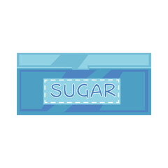 Closed box of cube sugar. Carton box with cube sugar. Vector illustration isolated in white background. Sweet food, sucrose concept.