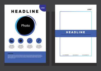 a template that uses a blue theme with a rectangular shape and a minimalist design designed for A4 paper. cover templates. book cover. report cover.