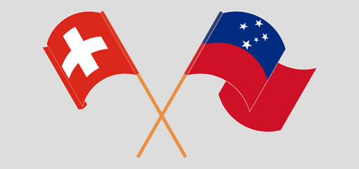 Obraz premium Crossed and waving flags of Switzerland and Samoa