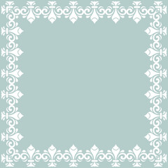 Classic square white frame with arabesques and orient elements. Abstract ornament with place for text. Vintage pattern