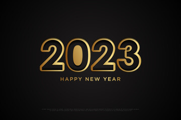 Fototapeta na wymiar new year celebration 2023 with elegant flat numbers.
