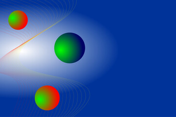 Abstract blue wavy background with red yellow line wave and three ball, can be used for banner sale, wallpaper, for, brochure, landing page.