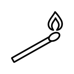 Burning match vector icon. Incendiary element, sulfur, fire, smoke, spark, wood.