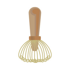 Matcha whisk chasen. Whisk for matcha beverages. Vector illustration isolated on white background. Food, culture concept.