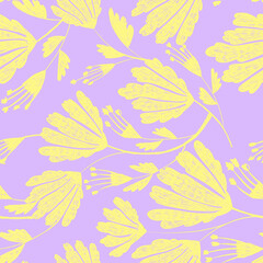 Fototapeta na wymiar Two-color seamless pattern with yellow flowers