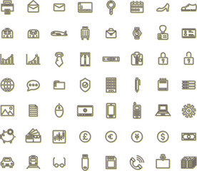 ミニビジネスアイコンセット カラーシャドウ黄色