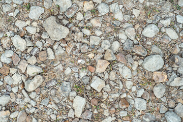 Background with stones scattered on the ground and small natural debris. Natural countryside background.