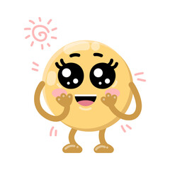 Abstract cute happy and excited circle geometric character. Vector illustration of happy face. Cartoon circle isolated on white. Education, emoji concept