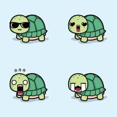 vector illustration of cute turtle emoji