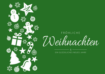 German text Fröhliche Weihnachten und ein glückliches Neues Jahr! Merry Christmas and Happy New Year. Vector illustration