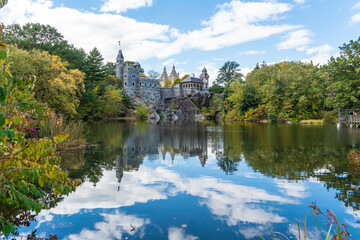 Central Park, New York City at Belvedere Castle during an autumn.