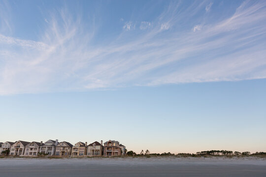 Beach Houses at Sunrise on the North Carolina Coast