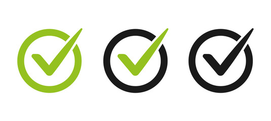 Tick icon in circle frame. Checkbox vector icon.