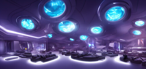 Naklejka na ściany i meble Artistic concept painting painting of a futuristic night club, background illustration.