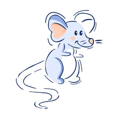 Isolated mouse silhouette draw vector illustration