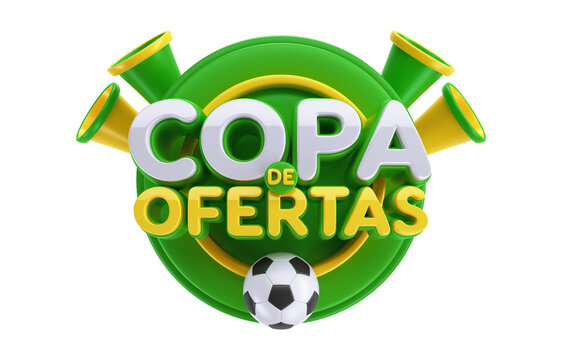 Selo 3D Copa de Ofertas para campanha de Copa do Mundo Seleção Brasileira  ilustración de Stock | Adobe Stock