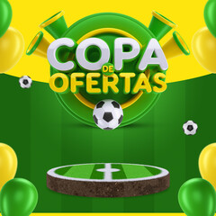 Template Social Media Copa de Ofertas com palco em formato de campo de futebol © Vitor