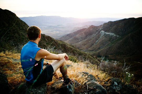 A trail runner enjoys the Mountain trail on Mt. Laguna, CA