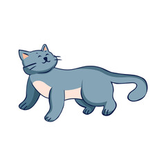 Isolated blue cat draw vector illustration