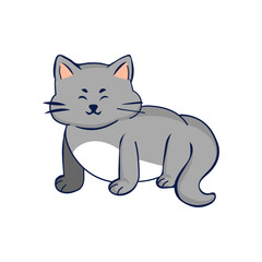 Isolated gray cat draw vector illustration