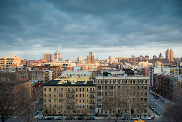 The rooftops of West Harlem apartment buildings