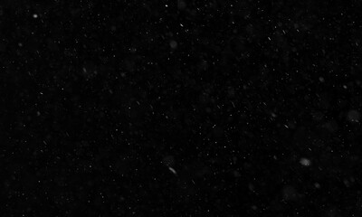 Falling snow isolated on black background
