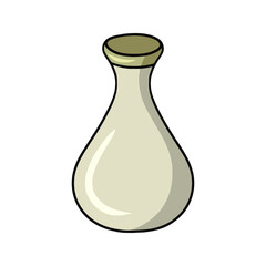 High vase for flowers, with a narrow neck, vector illustration in cartoon