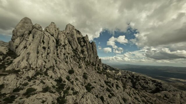 Drone revealing Tulove Grede in the Velebit mountains, Croatia