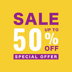 Vector illustration Sale banner template design, Big sale special up to 50% off. Super Sale, end of season special offer banner.