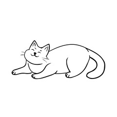 Isolated cat black draw line vector illustration