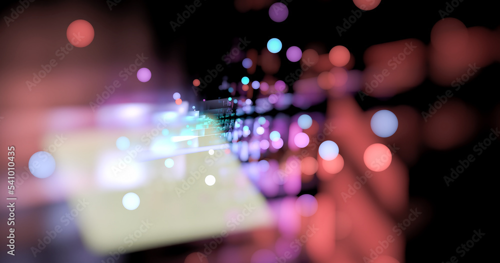 Poster bokeh color interspersed with bright color lights. fractal abstract background.