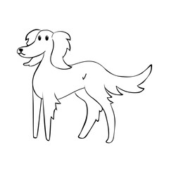 Isolated dog black draw line vector illustration