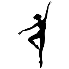 silhouette of a girl ballet - obrazy, fototapety, plakaty