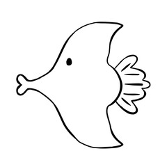 Isolated fish black draw line vector illustration