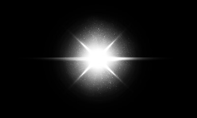 Beautiful light flares. Glowing streaks on dark background