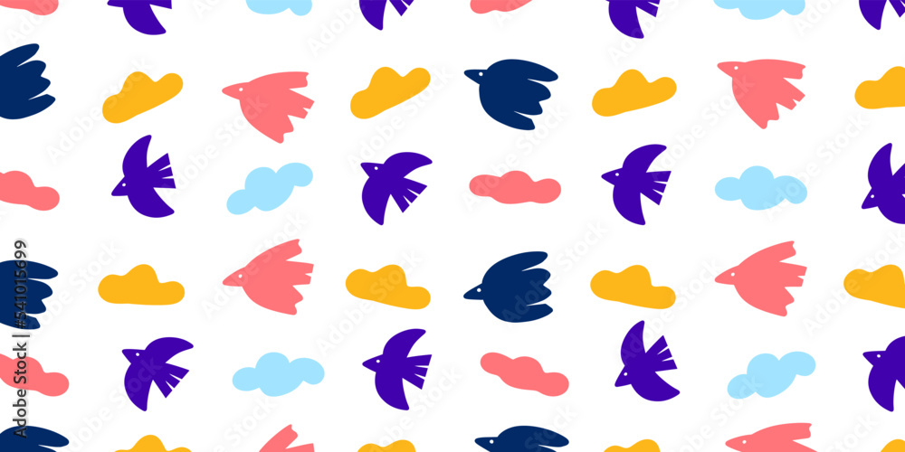 Aufkleber minimalist trendy bord and cloud in naive style for cute background illustration design. wallpaper i