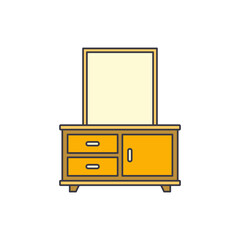 dressing table with vanity mirror icon in color, isolated on white background 