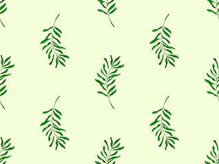 Leaf cartoon character seamless pattern on green background