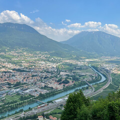 Panoramic view of Trento from Monte Sardagna in Italy