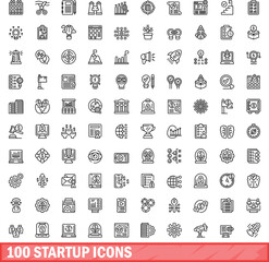 100 startup icons set. Outline illustration of 100 startup icons vector set isolated on white background