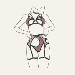 Girl in lingerie vector. Women's underwear design. Lingerie isolated. Women's clothing